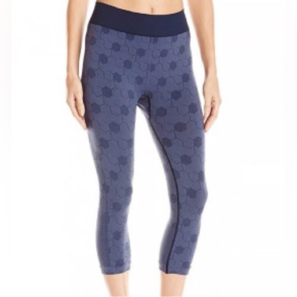 oiselle Blue Honeycomb Crop Leggings Size S